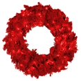 thumbnail image 1 of Vickerman 24" Floqué Couronne Rouge avec Flocage Rouge et 50 Lumières Rouge Dure-Éclair., 1 of 1