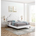 thumbnail image 2 of Tufted Platform Bed Frame, Queen Size, Velvet, White, Modern Contemporary Urban Design, Bedroom Master Guest Suite, 2 of 10