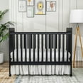 thumbnail image 4 of Baby Convertible Crib 3 In 1, Converts from Baby Crib to Toddler Bed, New Zealand Pinewood Baby Bed with Locking Wheels and Teething Rail, Crib with 4 Height Adjustment and Non Toxic Finish, Black, 4 of 9