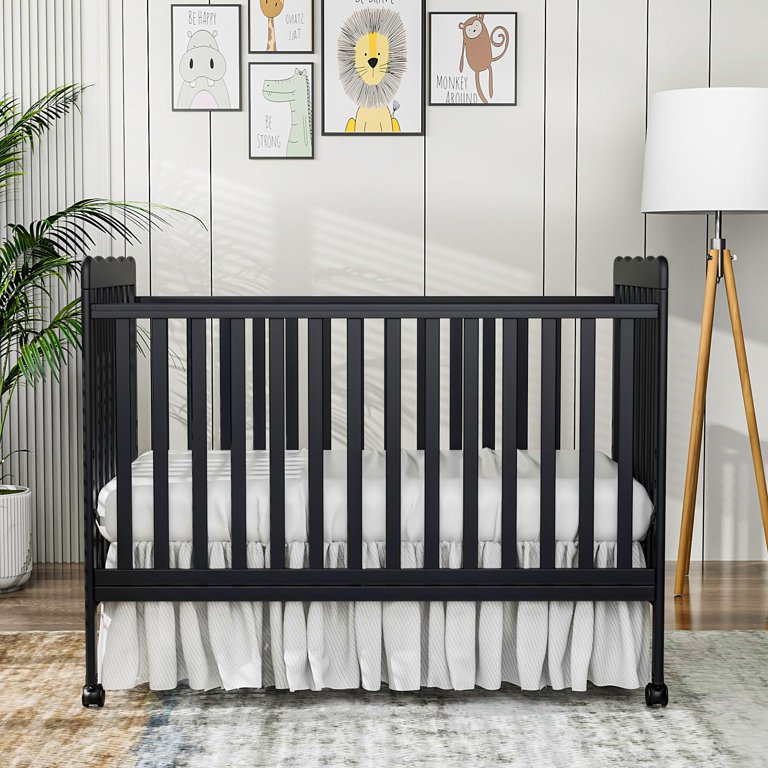 3-in-1 Adjustable Baby Convertible Crib, Toddler Bed, Pinewood