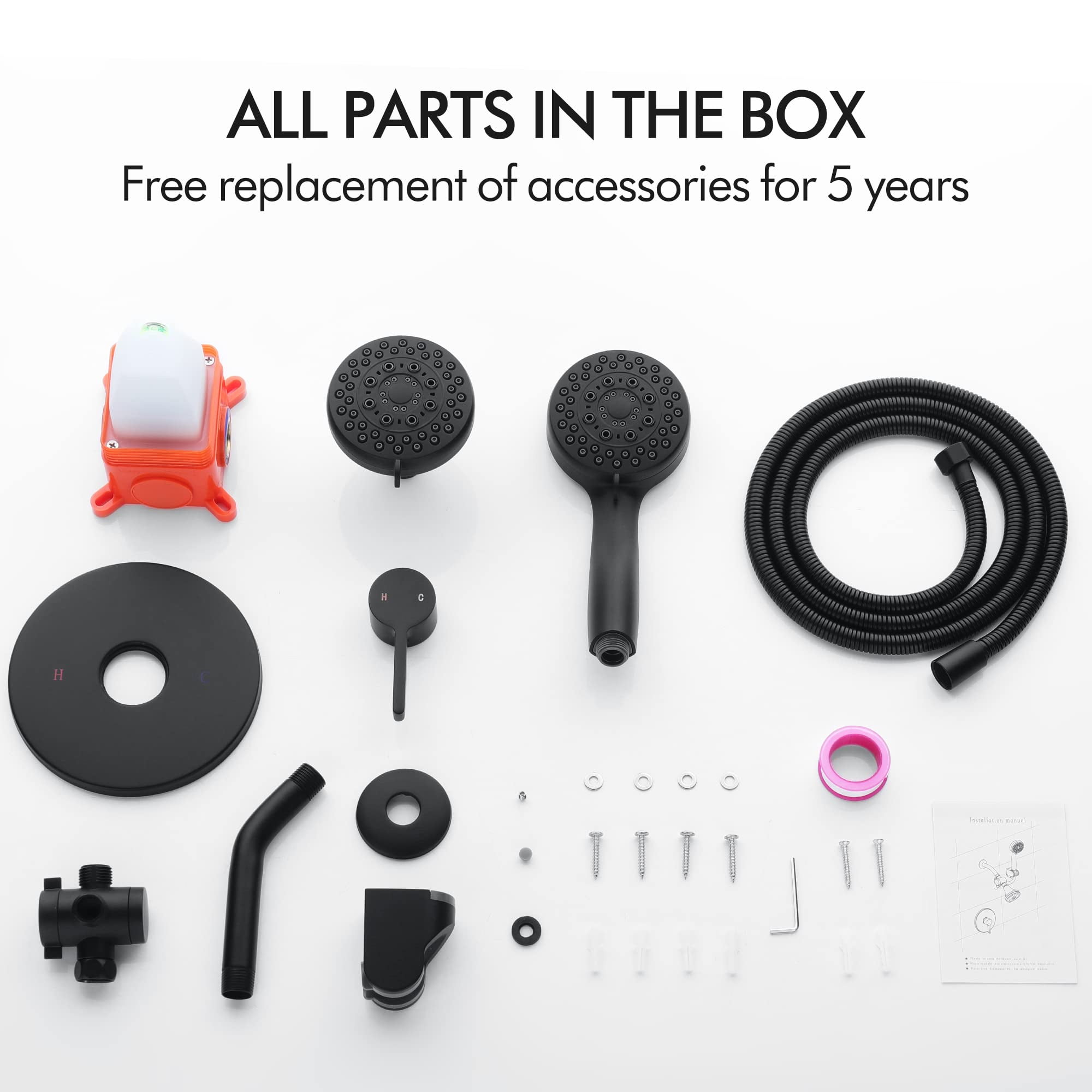 Kede Shower Faucet System with Bathroom Spout Rain Shower Kit, High Pressure Handheld Shower Head Dual 2 in 1 Shower Combo Faucet Set with Valve Trim Kit(Valve Include) (Matte Black)