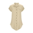 thumbnail image 5 of Dresses for Women Turndown Collar T-Shirt Mini Dress Fashion Soild Color Button Down Sundress Beach Vacation Clothes, 5 of 7