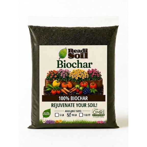 Readi Soil 10 lb. Organic Biochar Soil Amendment – Carbon-Rich Conditioner for Water Retention & Root Growth