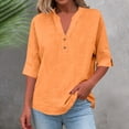 thumbnail image 2 of Linen Shirts for Women 3/4 Sleeve V Neck Blouse Casual Loose Fit for Summer Beach Vacation Comfy Breathable Womens Tops, 2 of 10