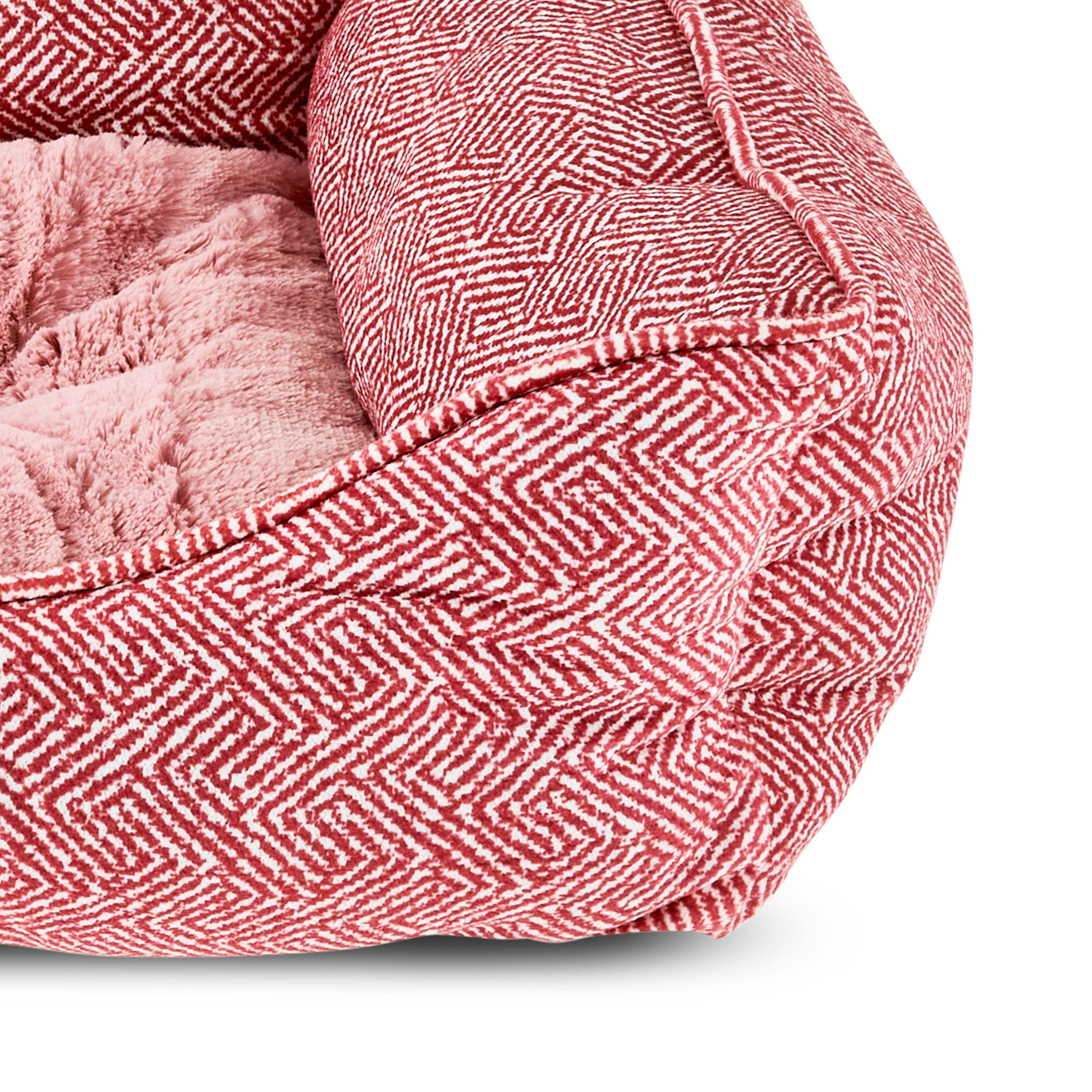 Vibrant Life Medium Bolster Cat or Dog Bed, Pink, 21" x 25"