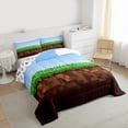 thumbnail image 3 of Homewish Pixel Geometric Queen Comforter Set, Modern Abstract, 3-Piece Luxury Reversible, 3 of 8