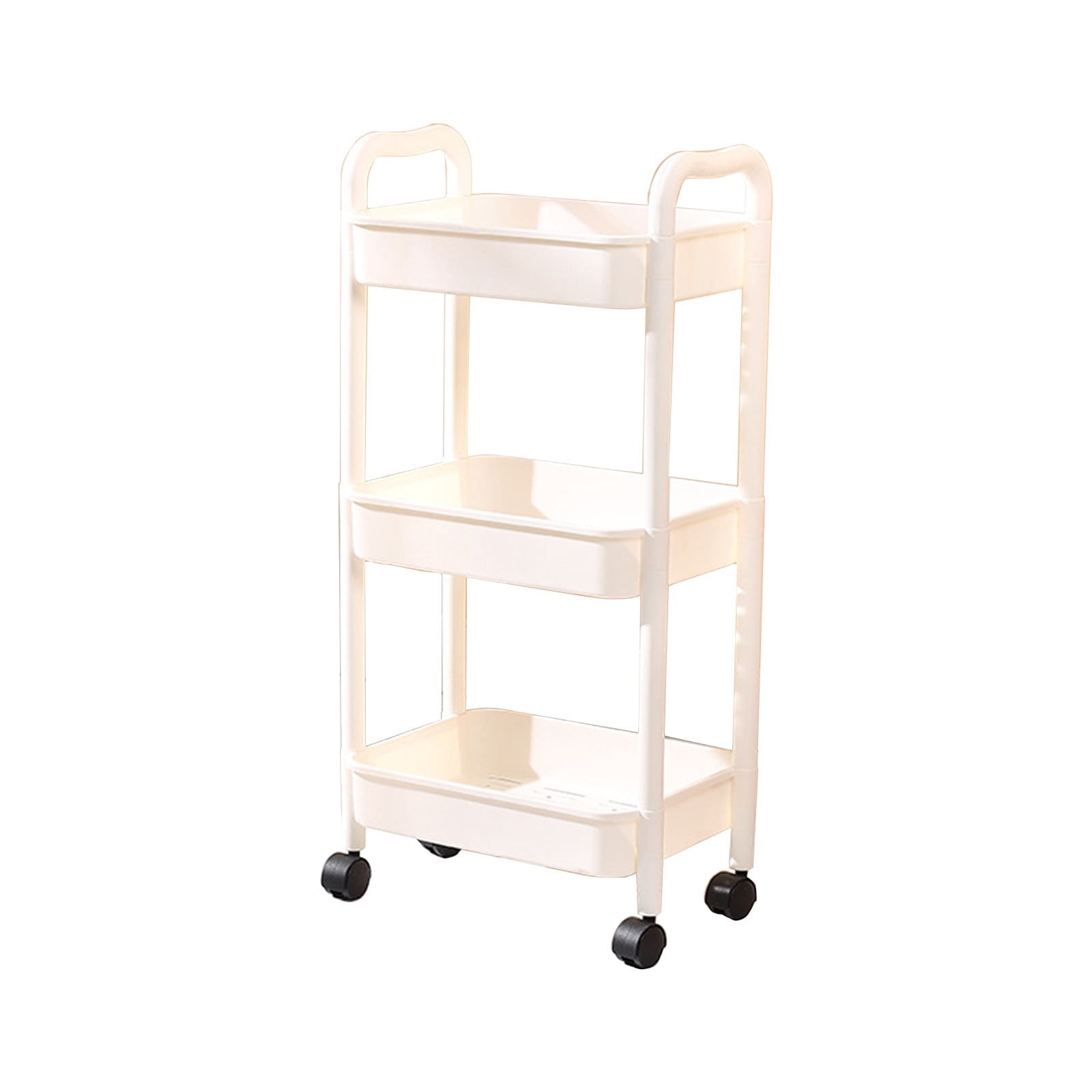 Cadorn 1PCS 3-Tier Kitchen Utility Cart with Handles & Wheels,Black/White,Bathroom Storage Organizer for Home,Kitchen,Bathroom,Mobile Shelving Unit for Space-Saving Organization