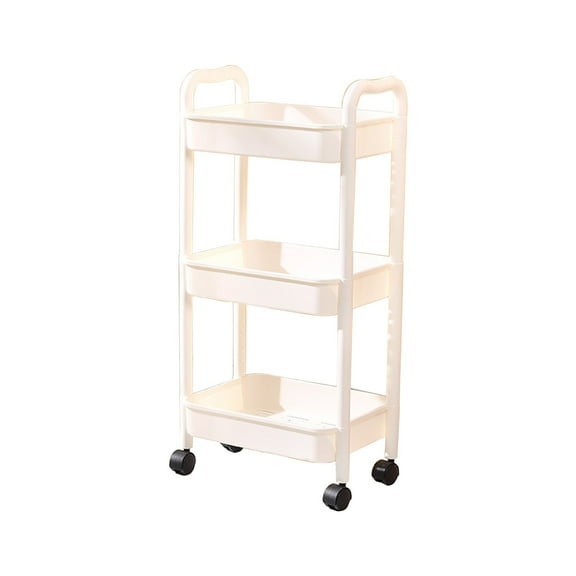 HCBY 3 Tier Storage Cart with Armrests Green Plastic Organizer on Wheels for Bathroom Living Room Books
