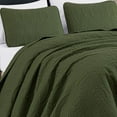 thumbnail image 3 of Chezmoi Collection Austin King Oversized Bedspread Set, 3-Piece Lightweight Microfiber Quilted Coverlet for All Seasons, Cypress Green, 3 of 9