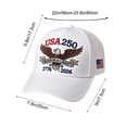 thumbnail image 3 of 250th Anniversary USA Hat for Men Women White, America 250 Merchandise Printed Baseball Cap 1776-2026 4th of July Patriotic, 3 of 6