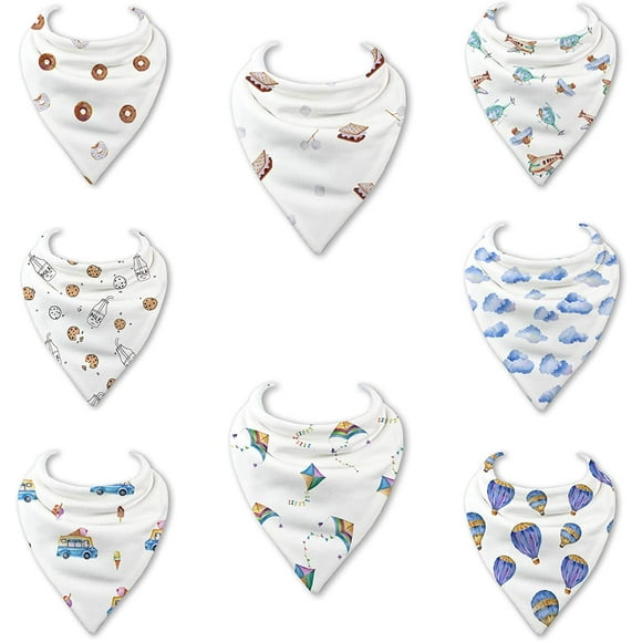 Bavoirs pour Bébé / Bavoirs Bandana / Bavoirs Anti-Bave pour Bébés Garçons et Filles, Lot de 8
