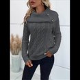 thumbnail image 4 of Suéter de Mujer con Cuello Alto y Mangas Raglán de Punto Gris Oscuro L, 4 of 10