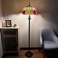 thumbnail image 6 of Tiffany Floor Lamp Red Orange Stained Glass Rose Flowers Metal Base LED Bulbs Included For Living Room Bedroom 16"W*16"D*64"H, 6 of 10