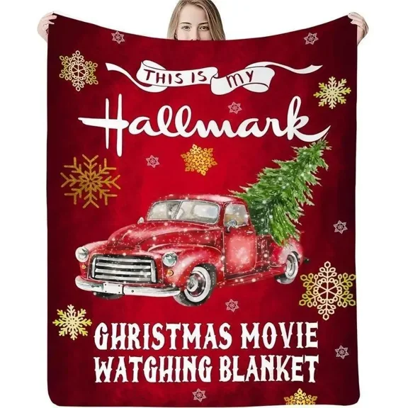 Christmas Car Pattern 1-Piece Super Soft Cozy Look Throw Blanket for Adults, Warm Napping Hallmark Blanket for Home Use