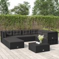thumbnail image 1 of vidaXL 8 Piece Garden Lounge Set with Cushions Black Poly Rattan, 1 of 5