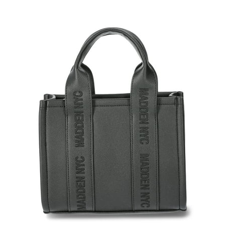 Madden NYC Women's Double Handle Tote with Crossbody Strap, Black