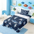 thumbnail image 3 of Manfei Cartoon Shark Twin Sheet Sets for Kids Boys and Girls, Funny Fish Bedding 3 Pieces, 1 Flat Sheet, 1 Fitted Sheet and 1 Pillowcase, 3 of 6