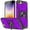 Purple, variant on Circlemalls Case for iPhone 14, Tempered Glass Screen Protector, Ring Stand Shockproof Cover-Red