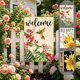 thumbnail image 1 of Lekihaqq Summer Outdoor Yard Flag Linen Style Floral Nature Printed Double Sided Banners Home Garden Patio Lawns Backyard Decoration Display, 1 of 1