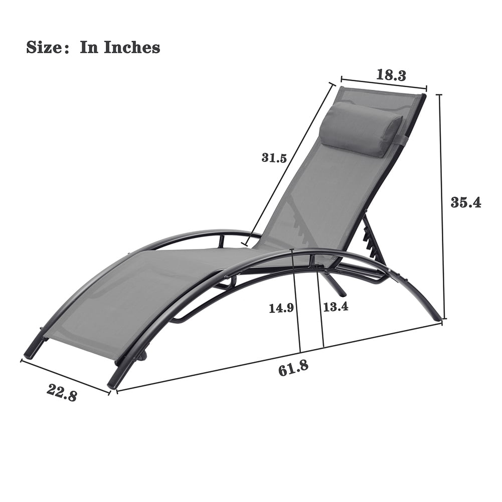 Kepooman 2PCS Set Patio Chaise Lounge Chair for Outside, Aluminum Adjustable Outdoor Pool Recliner Chair For Patio Lawn Beach Pool Side Sunbathing, Dark Gray Kepooman 2PCS Set Patio Chaise Lounge Chair for Outside, Aluminum Adjustable Outdoor Pool Recliner Chair For Patio Lawn Beach Pool Side Sunbathing, Dark Gray