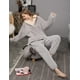 thumbnail image 4 of Conjuntos de pijamas para mujer, pijamas de mujer para estar en casa, cómodos, cálidos y suaves, conjuntos de ropa de dormir para mujer, pijamas suaves de vellón esponjoso para mujer, talla L, A, 4 of 4