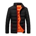 thumbnail image 2 of Men's Full Zip Puffer Jackets Men Solid Casual Stand-up Collar Down Zipper Cardigan Warm Cotton Jacket Coats, 2 of 6