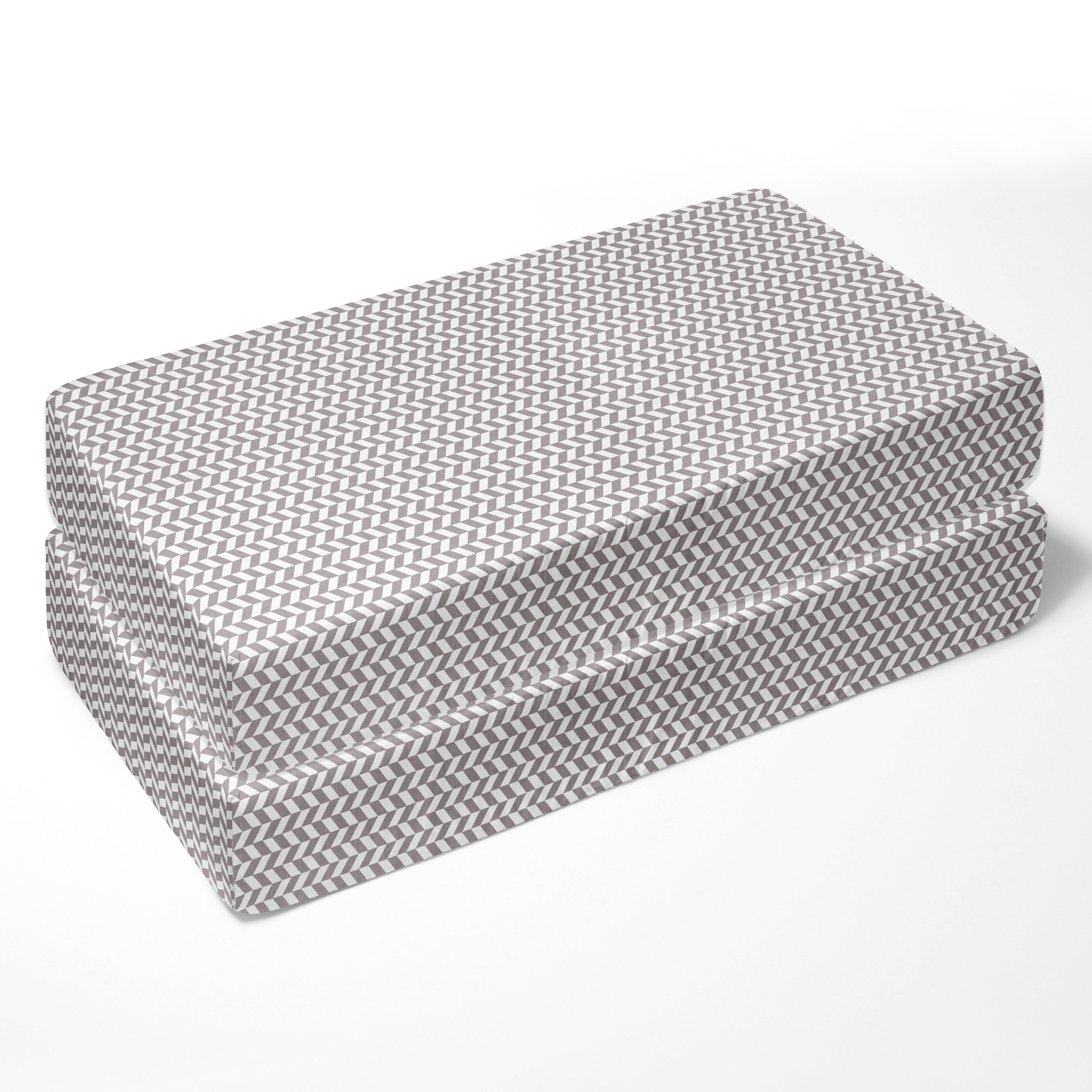 Herringbone Houndstooth Grey Muslin Crib or Toddler Bed Fitted Sheet Cotton Muslin