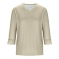 thumbnail image 4 of Fznquz Beige Womens Tops 3/4 Sleeve Fall Plain Tops Solid Casual Puff V Neck Women's Winter Fashion,XXL, 4 of 6