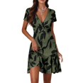 thumbnail image 2 of Fashionable Women's Casual V-neck Long-sleeved Halloween Printed Dress Retro A Line Dresses 2025 Fall Holiday Party Dress With Belt, 2 of 2