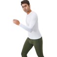 thumbnail image 3 of Active Men's Long Sleeve Compression Shirt with Stretch Fit and Athletic Seam Detailing - X Large, White, 3 of 7