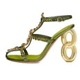 thumbnail image 2 of XYD Women Gorgeous Caged Open Toe Sandals Metal Chain High Heel Rhinestones Crystal Strappy Pumps Dress Shoes Size 9.5 Green, 2 of 4