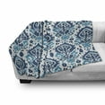 thumbnail image 3 of Ikat Soft Flannel Fleece Throw Blanket, Tribal Inspired Motifs in Aztec Style Folklore Patterns Traditional Artwork, Cozy Plush for Indoor and Outdoor Use, 50" x 60", Sea Blue and White, by Ambesonne, 3 of 6