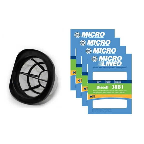 DVC Micro-Lined Replacement Filters 203-7424 Fit Bissell 3 in 1 Stick Vac - 4 Filters