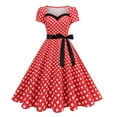 thumbnail image 2 of Women Dresses under $10! Xqxayjr Women Vintage 1950s Dress Retro Cocktail Party Swing Rockabilly Dresses with Cap Sleeves Retro Hepburn Style A-Line Dresses, 2 of 9