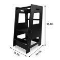 thumbnail image 3 of Fionafurn Kids Wooden Step Stool with Safety Rail, Adjustable Height Standing Tower Learning Stool for Kitchen Counter (Black), 3 of 8