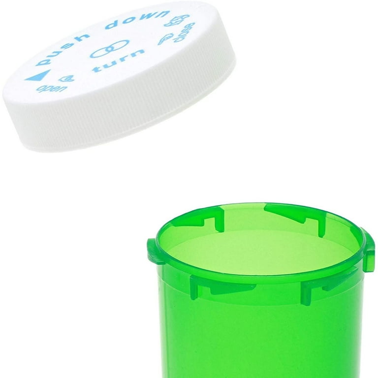 Plastic Medicine Pill Bottles with Push and Turn Caps (30 Dram