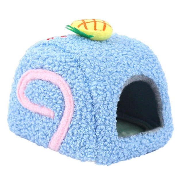 Cama cálida para hámster, accesorio para casa de mascotas pequeñas, cómoda cueva para conejillos de indias, nido para dormir para hurones y mascotas Azul