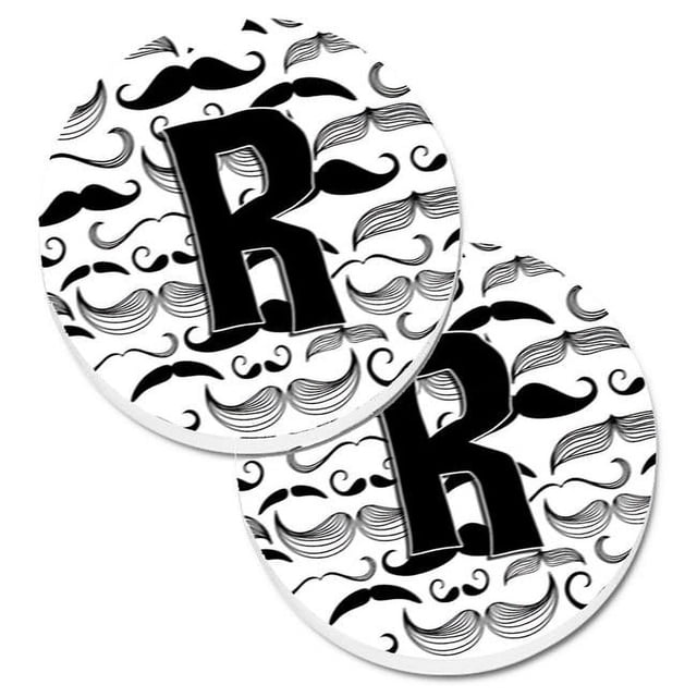 Carolines Treasures CJ2009-RCARC Letter R Moustache Initial Set of 2 Cup Holder Car Coaster