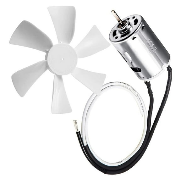 RV Exhaust White Vent Fan Blade with 12V D-Shaft RV Fan Motor and 2 Screws Replacement 6 Inch for RV Bathroom Camper Mobile Home ,Easy Installation