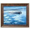thumbnail image 1 of Gango Home Decor Coastal Painterly Decor | Blue & White Cloud & Small Boat Ocean by Gregory Gorham (Ready to Hang); One 14x11in Gold Trim Framed Print, 1 of 3