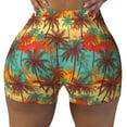 thumbnail image 2 of Susaid Colorful Hawaii Palms Print Intensify Workout Shorts for Women Seamless Scrunch Short Gym Yoga Running Sport Active Exercise Fitness Shorts-Large, 2 of 8