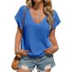 thumbnail image 1 of Camiseta Tankaneo para mujer, cuello en V profundo, corte holgado, azul, 1 of 7