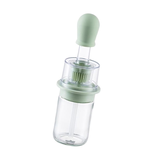 Botella de aceite de vidrio con cepillo, resistente a altas temperaturas, medidor de aceite. Verde