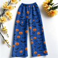 thumbnail image 5 of QWKLEAJ Halloween Pajama Pants Women Flannel Sleepwear Lounge Pants Loose Fit Elastic Waist Sleep Pants Holiday Party Casual Trousers Cute Pumpkin Ghost Print Nightwear, 5 of 6