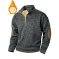 thumbnail image 3 of YLSDY Men's Quarter Zip Thermal Fleece Lined Sweater,Winter Lightweight Soft Pullover Outdoor Athletic Lapel Sweatshirt Dark Gray L, 3 of 5