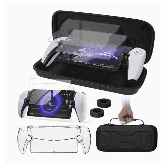 Arcticwind Accessories Bundle for Playstation Portal,Carrying Case & Hard PC Clear Cover Skins Set,2 Screen Protector,Transparent Ultra HD,Anti-Scratch, Anti-Fingerprint,for PS5 Portal