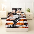 thumbnail image 4 of Erosebridal Soccer Gamer Flame Twin Sheet Sets 3pcs for Boys,Vintage USA Flag Bedding for Kids Teens,Breathable Home Decor, 4 of 5