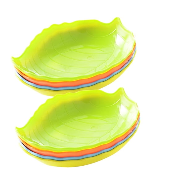 Tineasur 10Pcs Assorted Color Leaf Fruit Plate Food Grade PP Candy Dish Kitchen Accessories
