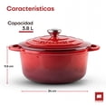 thumbnail image 2 of Olla de Hierro Fundido Esmaltada 24 cm / 3.8 l Ultrachef, Color Rojo, 2 of 11