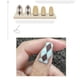 thumbnail image 2 of Uñas postizas de punta francesa de longitud media con diseño de diamante, uñas postizas cortas con pegamento, uñas acrílicas mate con pegamento para mujeres/diario/fiesta, 24 piezas/juego estilo, 2 of 8